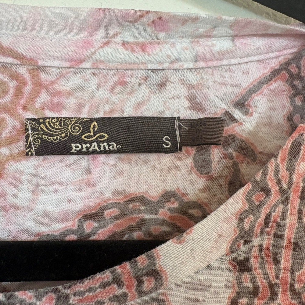 Prana Top Women S Pink Vtg 90s Y2K Paisley Long Sleeve Burnout Tee Boho Granola - Picture 3 of 4